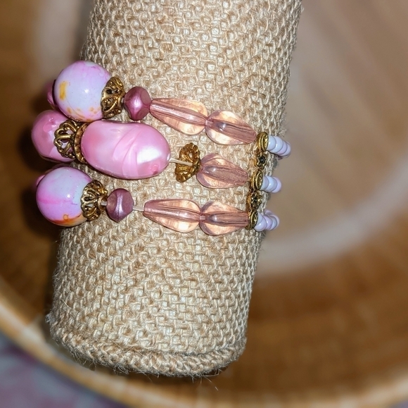 Pink Stone & Bead Bracelets Set - Picture 10 of 16